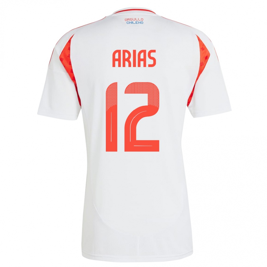 Vaikiškas Čilė Gabriel Arias #12 Baltas Išvykos Marškinėliai 24-26 T-Shirt