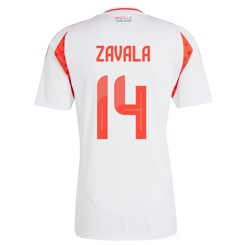 Vaikiškas Čilė Cristián Zavala #14 Baltas Išvykos Marškinėliai 24-26 T-Shirt