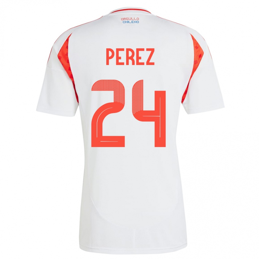 Vaikiškas Čilė César Pérez #24 Baltas Išvykos Marškinėliai 24-26 T-Shirt