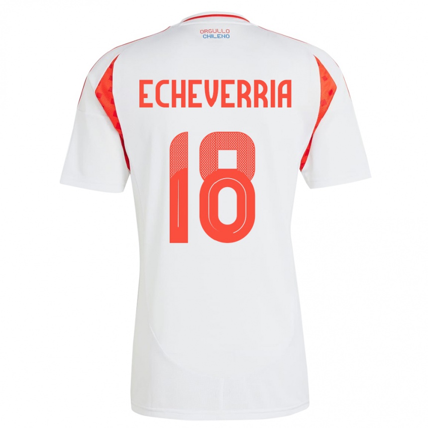 Vaikiškas Čilė Rodrigo Echeverría #18 Baltas Išvykos Marškinėliai 24-26 T-Shirt