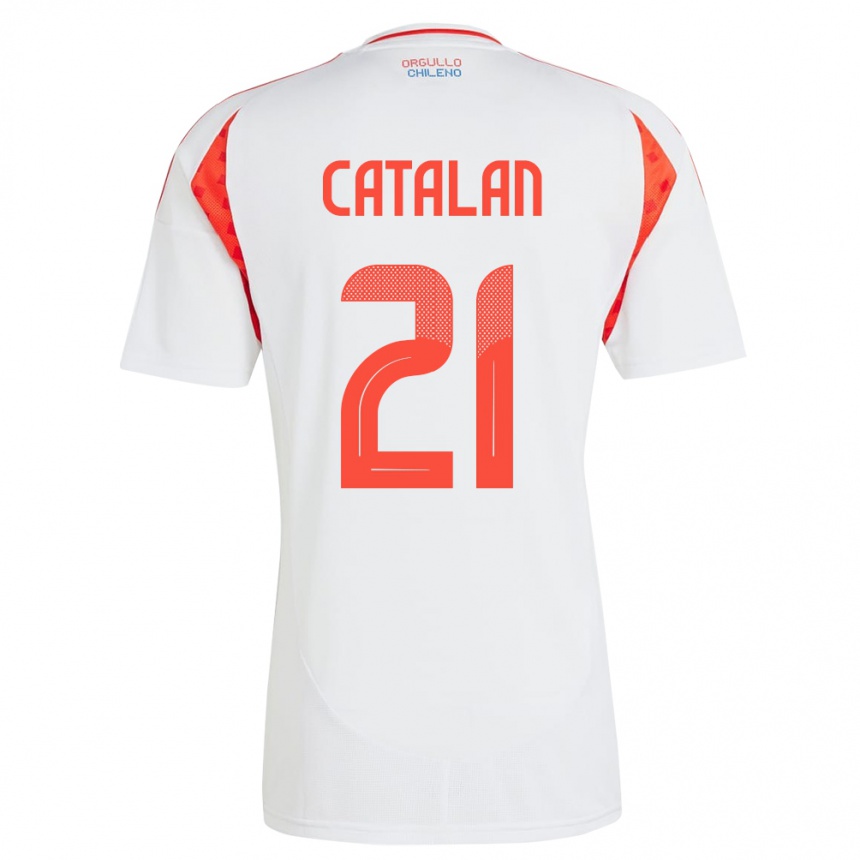 Vaikiškas Čilė Matías Catalán #21 Baltas Išvykos Marškinėliai 24-26 T-Shirt