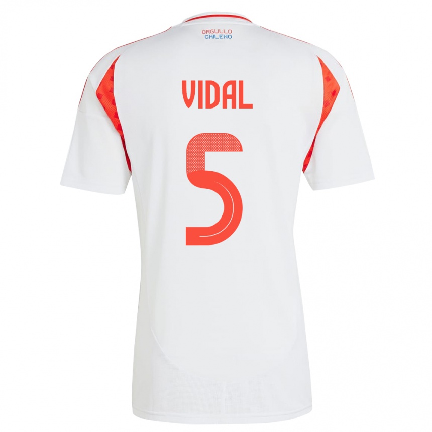 Vaikiškas Čilė Valentín Vidal #5 Baltas Išvykos Marškinėliai 24-26 T-Shirt