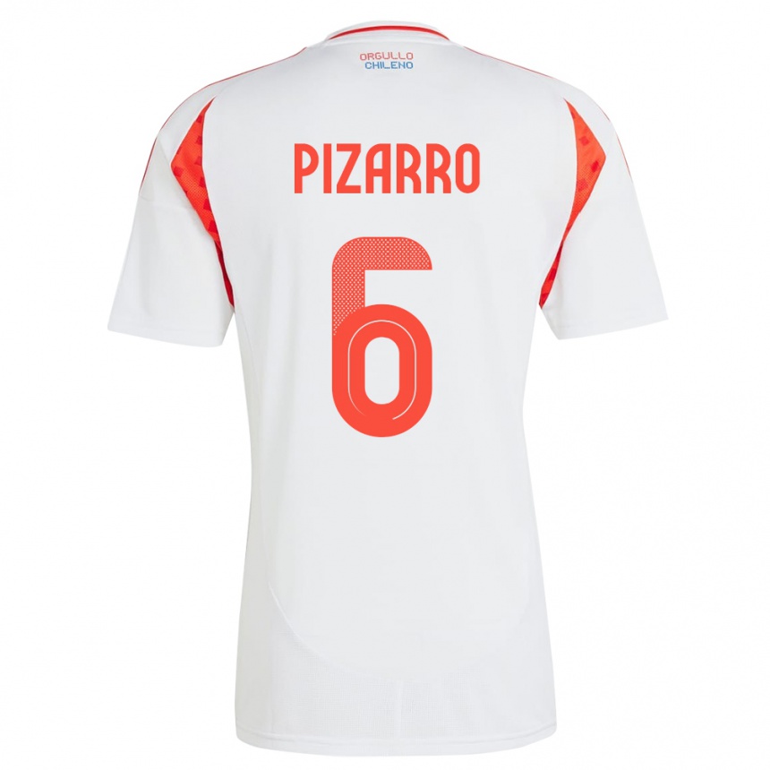 Vaikiškas Čilė Vicente Pizarro #6 Baltas Išvykos Marškinėliai 24-26 T-Shirt