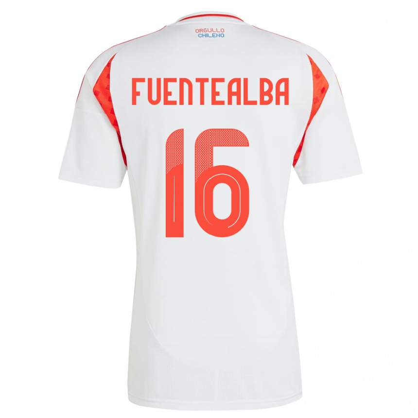 Vaikiškas Čilė Jeison Fuentealba #16 Baltas Išvykos Marškinėliai 24-26 T-Shirt