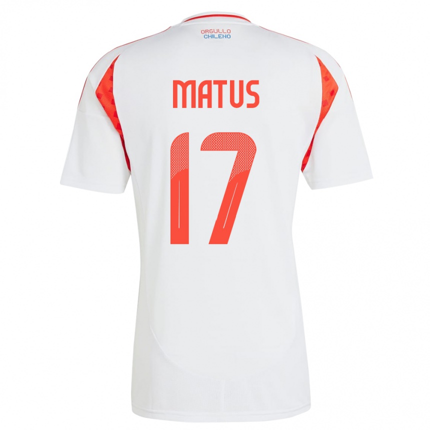 Vaikiškas Čilė Esteban Matus #17 Baltas Išvykos Marškinėliai 24-26 T-Shirt