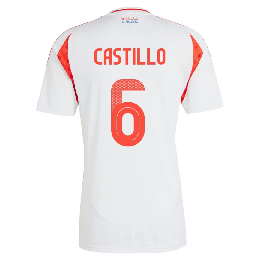 Vaikiškas Čilė Cristóbal Castillo #6 Baltas Išvykos Marškinėliai 24-26 T-Shirt