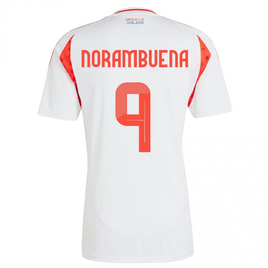 Vaikiškas Čilė Gabriel Norambuena #9 Baltas Išvykos Marškinėliai 24-26 T-Shirt