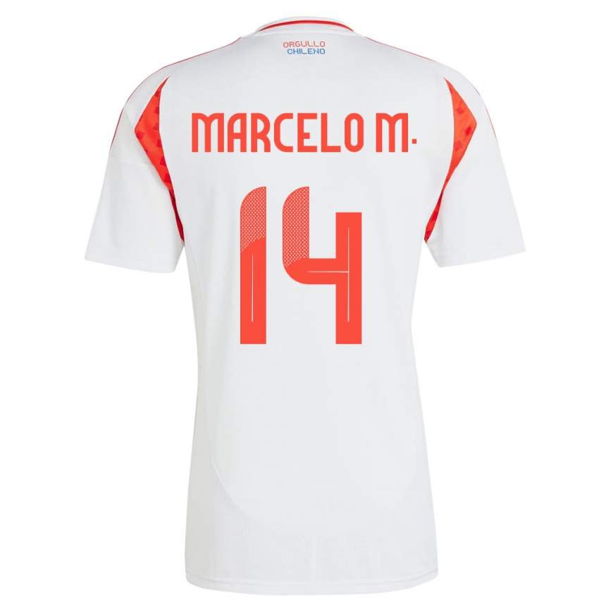 Vaikiškas Čilė Marcelo Morales #14 Baltas Išvykos Marškinėliai 24-26 T-Shirt