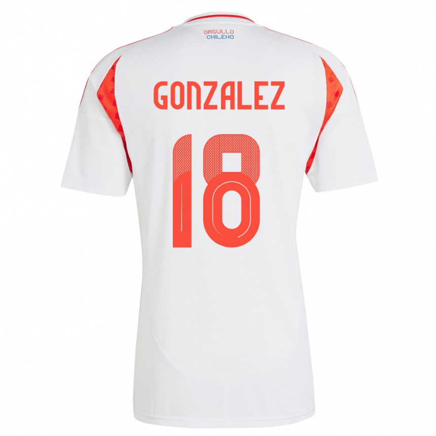 Vaikiškas Čilė Bryan González #18 Baltas Išvykos Marškinėliai 24-26 T-Shirt