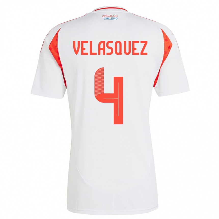 Vaikiškas Čilė Lucas Velásquez #4 Baltas Išvykos Marškinėliai 24-26 T-Shirt