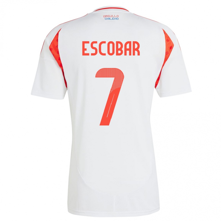 Vaikiškas Čilė Bastián Escobar #7 Baltas Išvykos Marškinėliai 24-26 T-Shirt