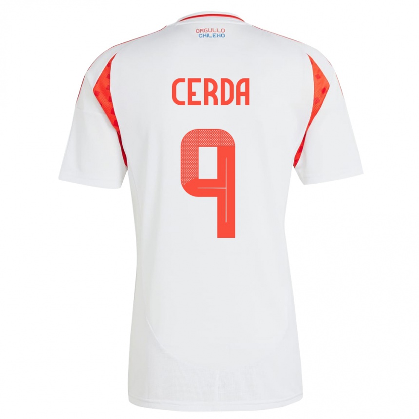 Vaikiškas Čilė Axel Cerda #9 Baltas Išvykos Marškinėliai 24-26 T-Shirt