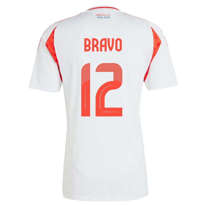 Vaikiškas Čilė Christian Bravo #12 Baltas Išvykos Marškinėliai 24-26 T-Shirt