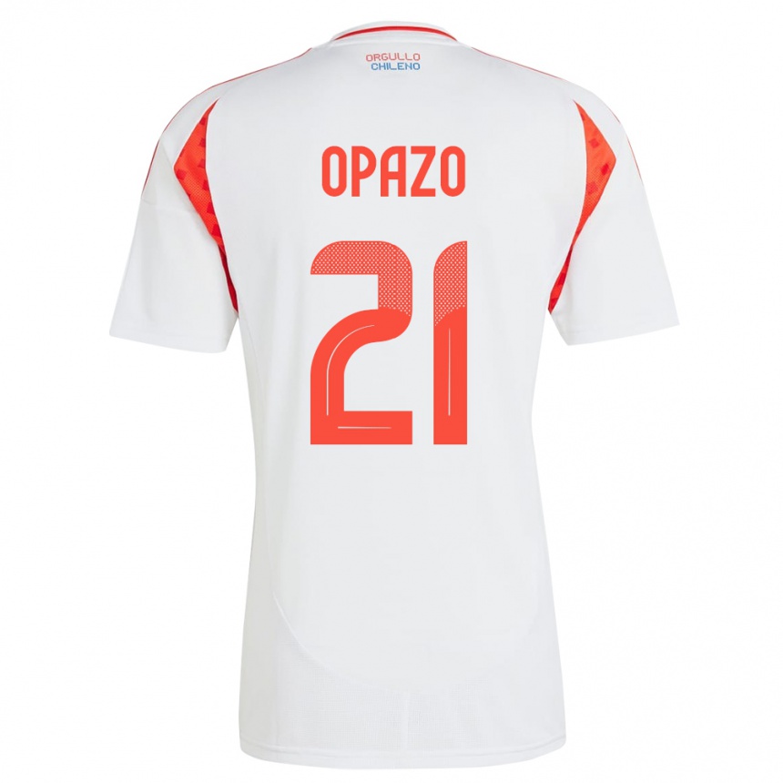 Vaikiškas Čilė Diego Opazo #21 Baltas Išvykos Marškinėliai 24-26 T-Shirt