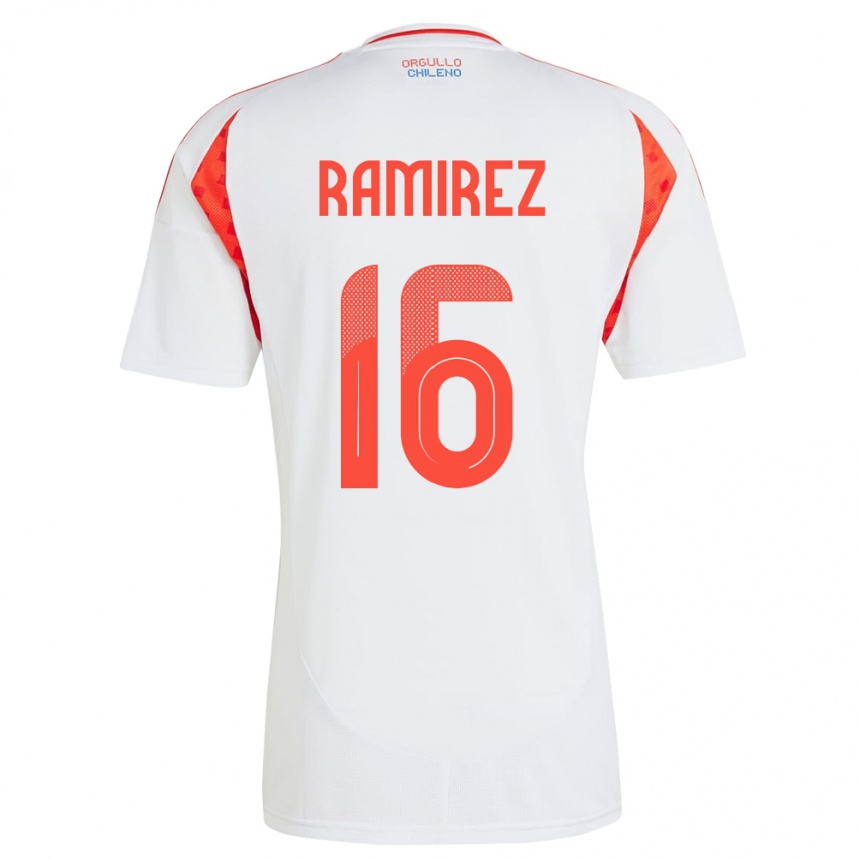 Vaikiškas Čilė Vicente Ramírez #16 Baltas Išvykos Marškinėliai 24-26 T-Shirt