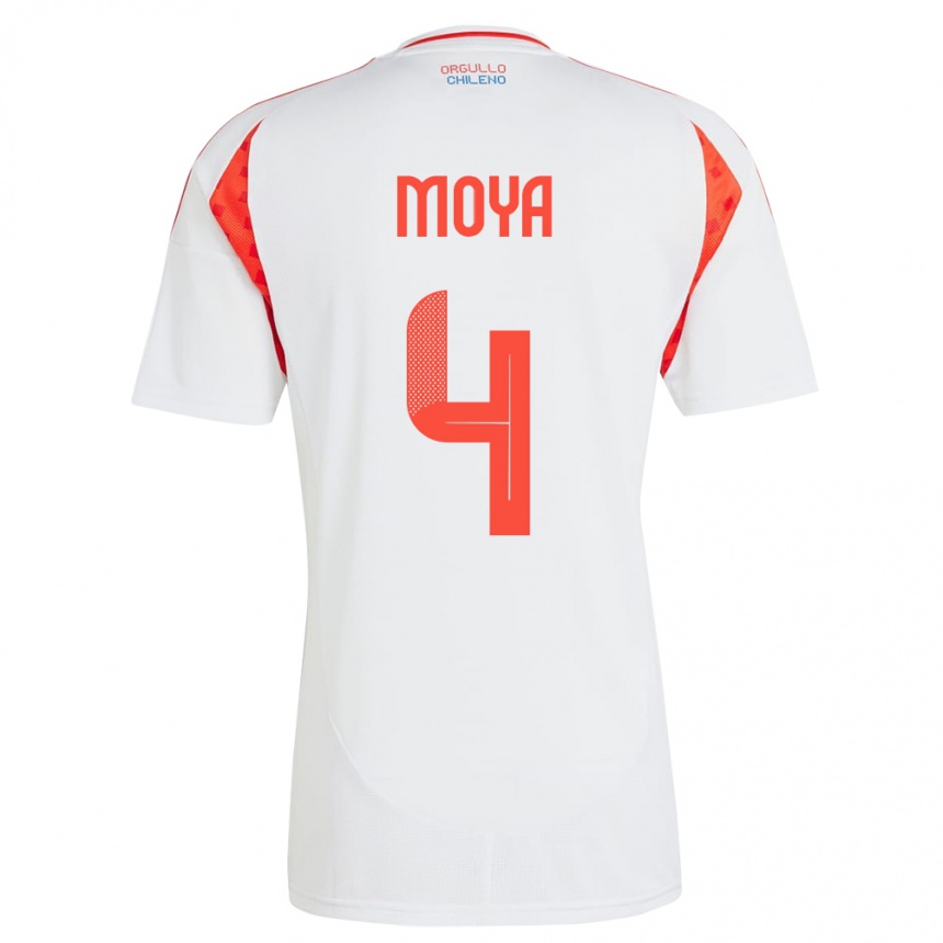 Vaikiškas Čilė Matías Moya #4 Baltas Išvykos Marškinėliai 24-26 T-Shirt