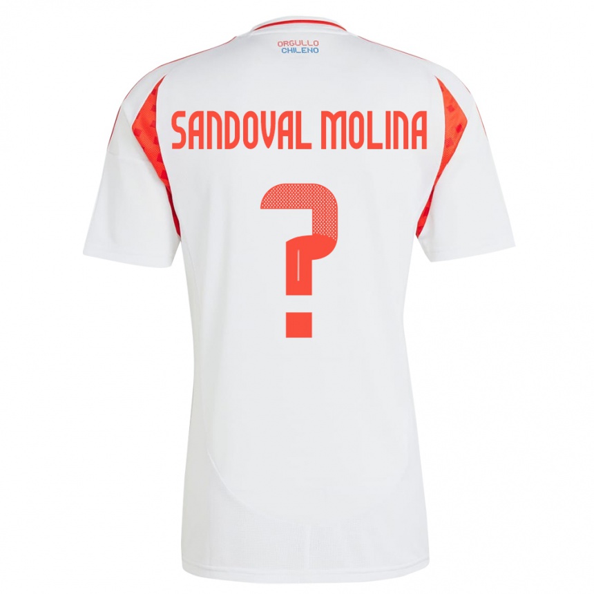 Vaikiškas Čilė Mario Sandoval Molina #0 Baltas Išvykos Marškinėliai 24-26 T-Shirt