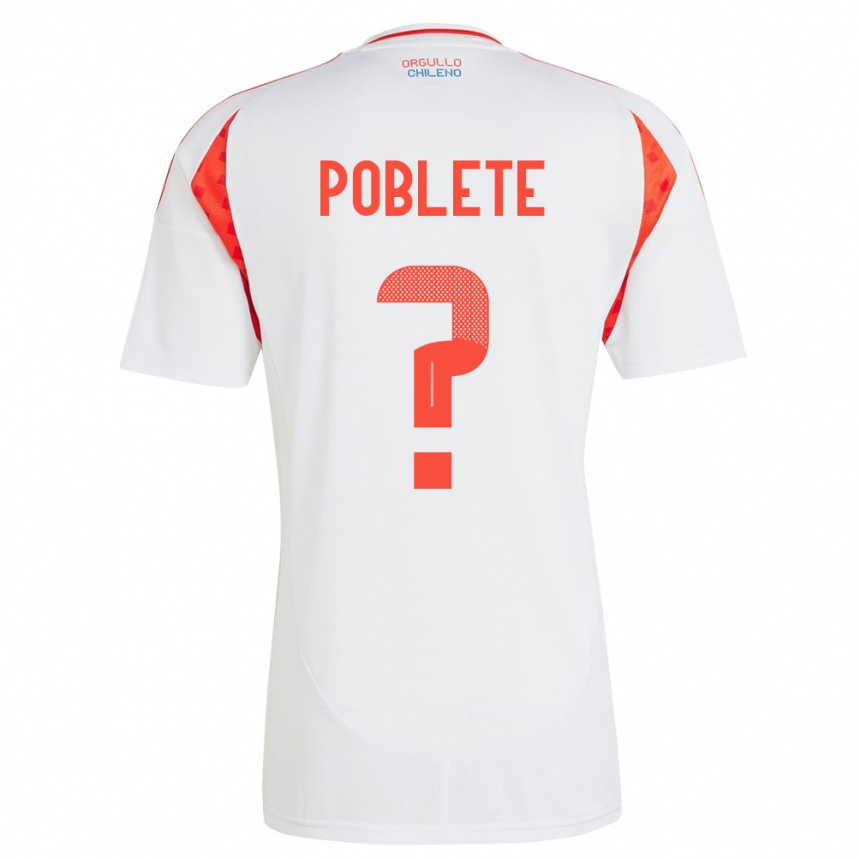 Vaikiškas Čilė José Poblete #0 Baltas Išvykos Marškinėliai 24-26 T-Shirt