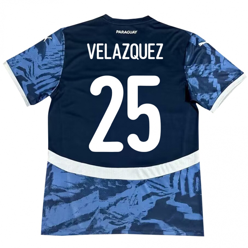 Vaikiškas Paragvajus Gustavo Velázquez #25 Mėlyna Išvykos Marškinėliai 24-26 T-Shirt