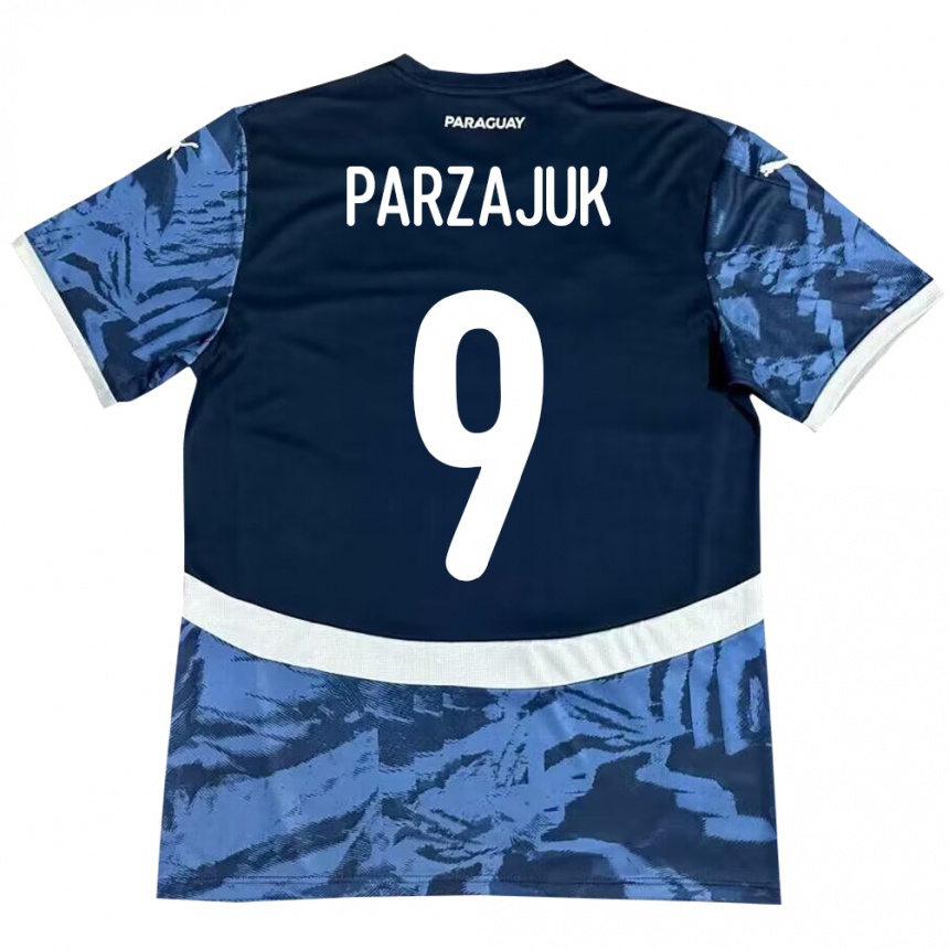 Vaikiškas Paragvajus Kevin Parzajuk #9 Mėlyna Išvykos Marškinėliai 24-26 T-Shirt