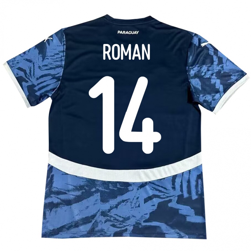 Vaikiškas Paragvajus Fernando Román #14 Mėlyna Išvykos Marškinėliai 24-26 T-Shirt