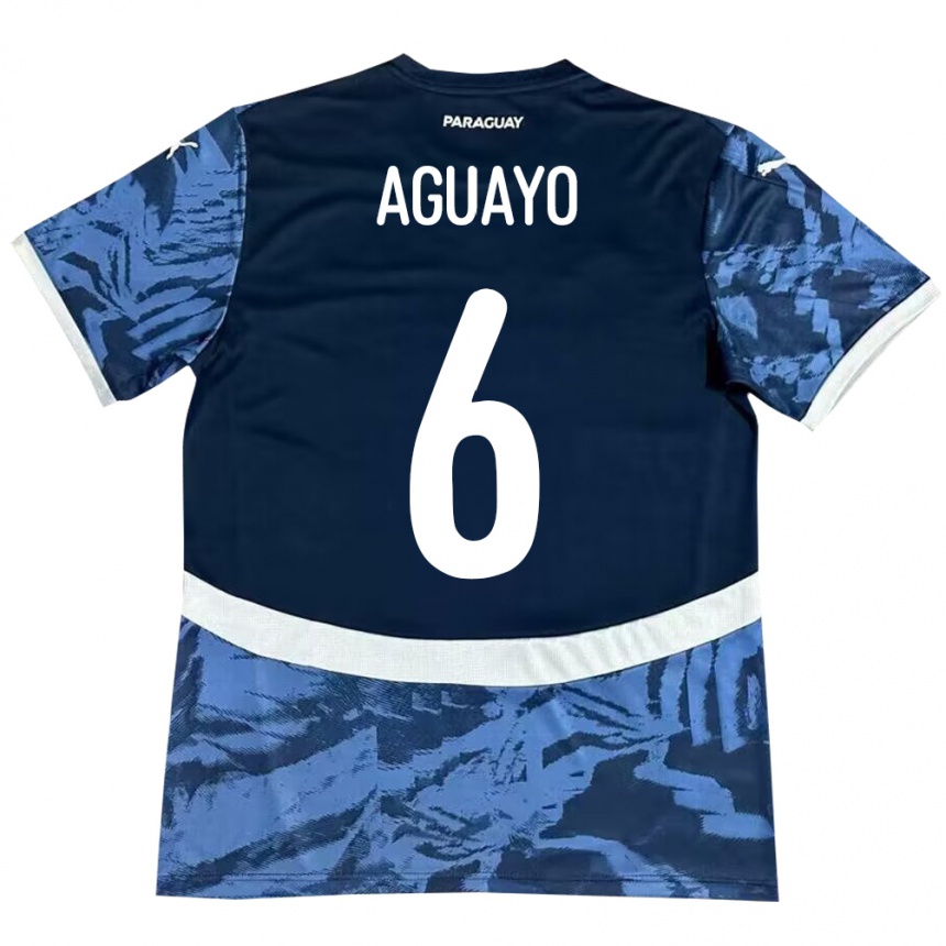 Vaikiškas Paragvajus Ángel Aguayo #6 Mėlyna Išvykos Marškinėliai 24-26 T-Shirt