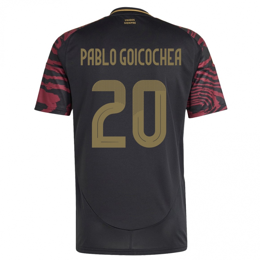 Vaikiškas Peru Juan Pablo Goicochea #20 Juoda Išvykos Marškinėliai 24-26 T-Shirt