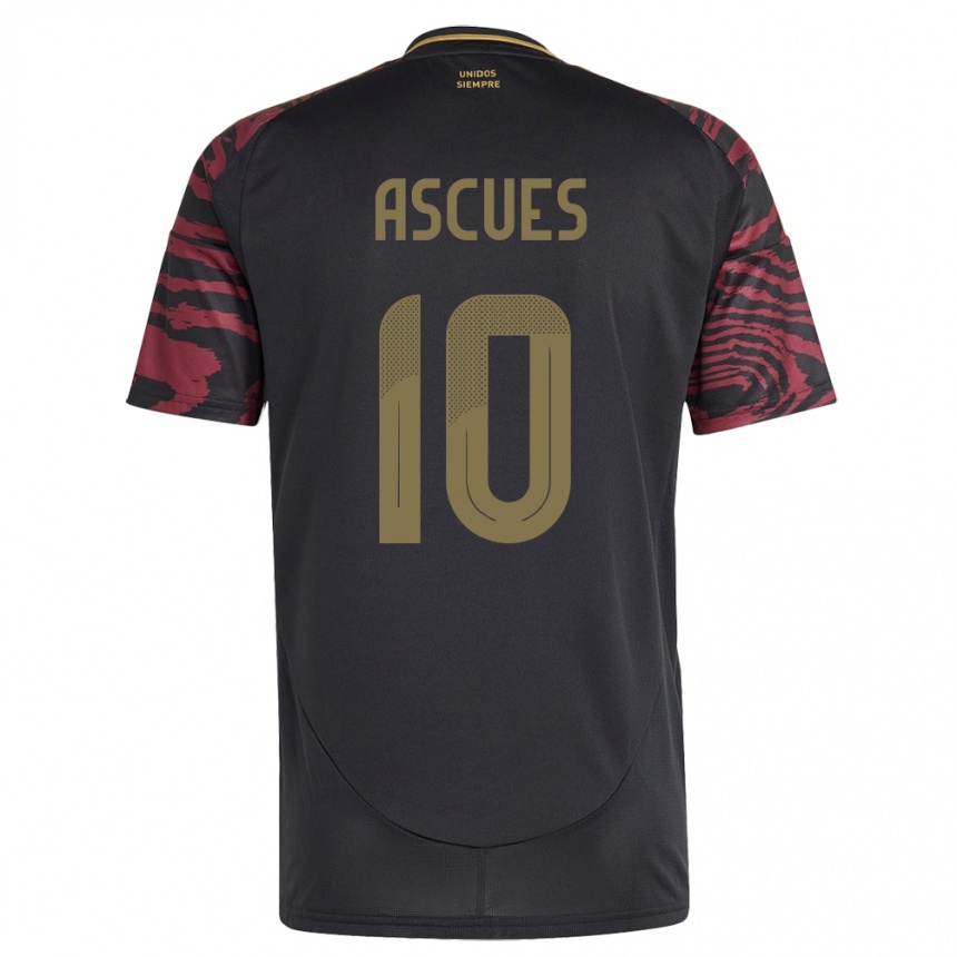 Vaikiškas Peru Adrián Ascues #10 Juoda Išvykos Marškinėliai 24-26 T-Shirt