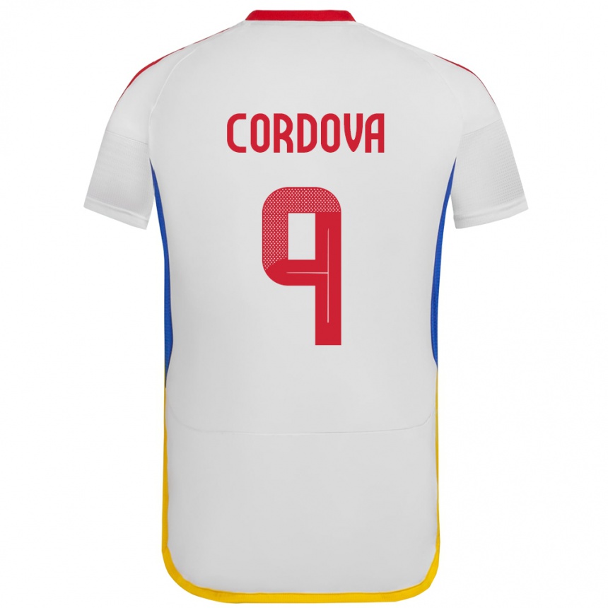 Vaikiškas Venesuela Sergio Córdova #9 Baltas Išvykos Marškinėliai 24-26 T-Shirt