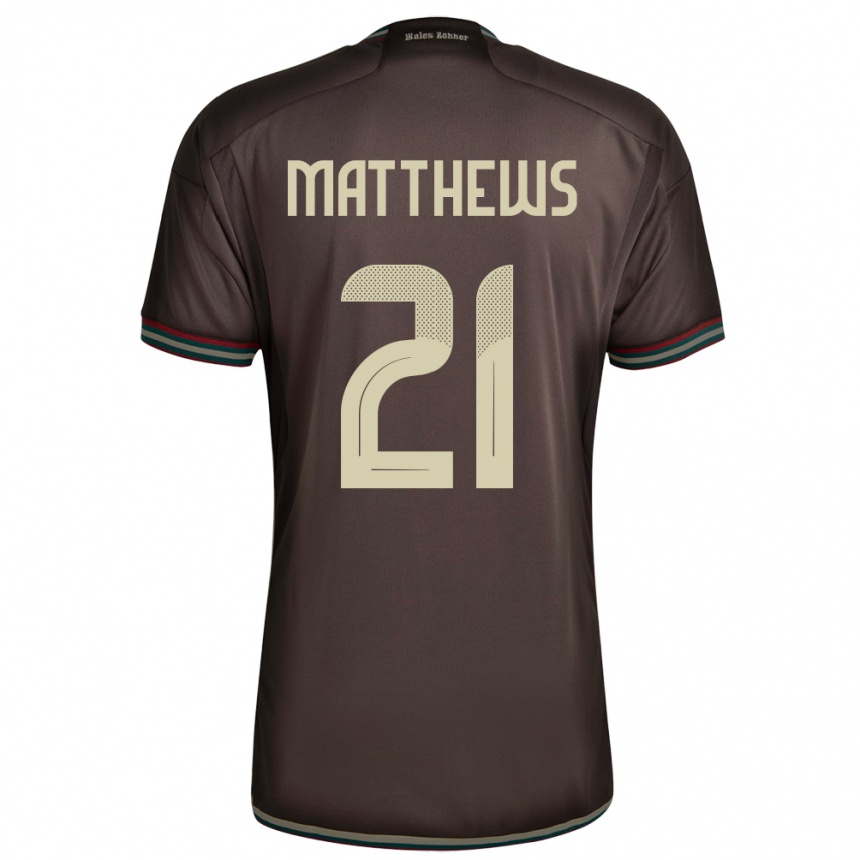 Vaikiškas Jamaika Cheyna Matthews #21 Naktinė Ruda Išvykos Marškinėliai 24-26 T-Shirt