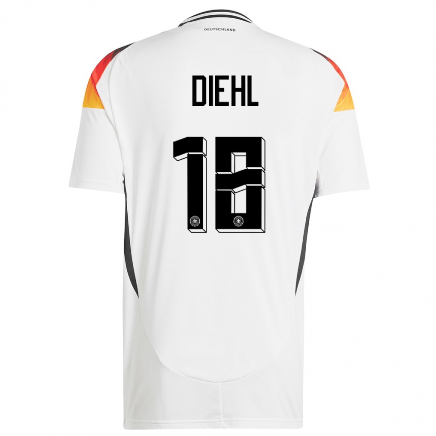 Vyrai Vokietija Justin Diehl #18 Baltas Namų Marškinėliai 24-26 T-Shirt