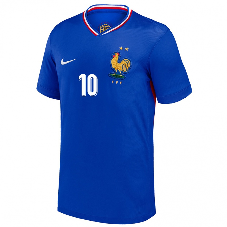 Vyrai Prancūzija Kylian Mbappe #10 Mėlyna Namų Marškinėliai 24-26 T-Shirt