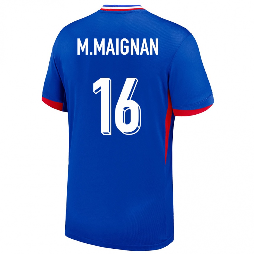 Vyrai Prancūzija Mike Maignan #16 Mėlyna Namų Marškinėliai 24-26 T-Shirt