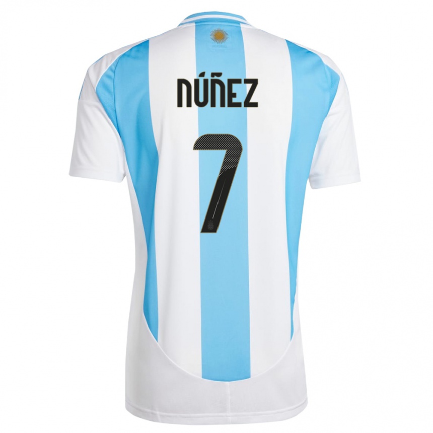 Vyrai Argentina Romina Nunez #7 Balta Mėlyna Namų Marškinėliai 24-26 T-Shirt