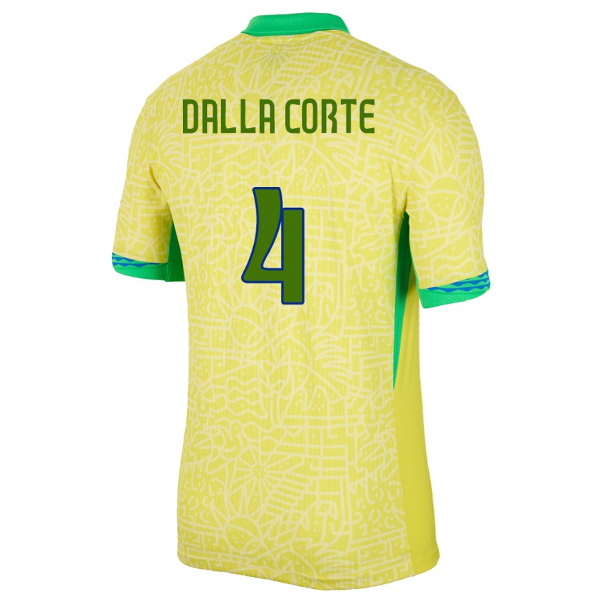 Vyrai Brazilija Joao Dalla Corte #4 Geltona Namų Marškinėliai 24-26 T-Shirt