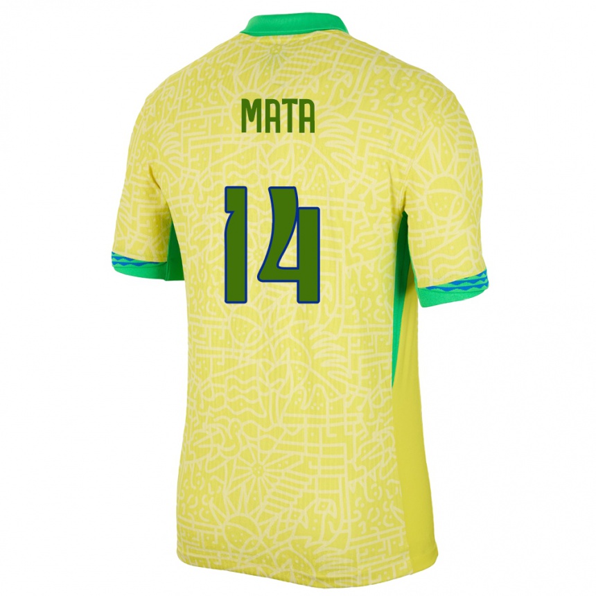 Vyrai Brazilija Da Mata #14 Geltona Namų Marškinėliai 24-26 T-Shirt