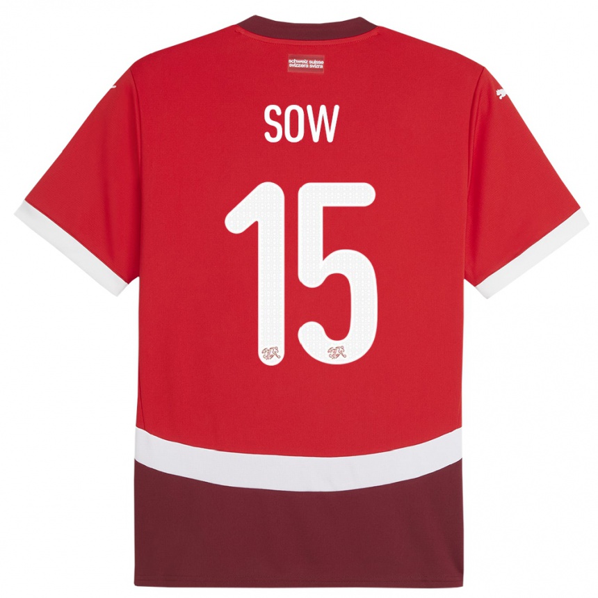 Vyrai Šveicarija Djibril Sow #15 Raudona Namų Marškinėliai 24-26 T-Shirt