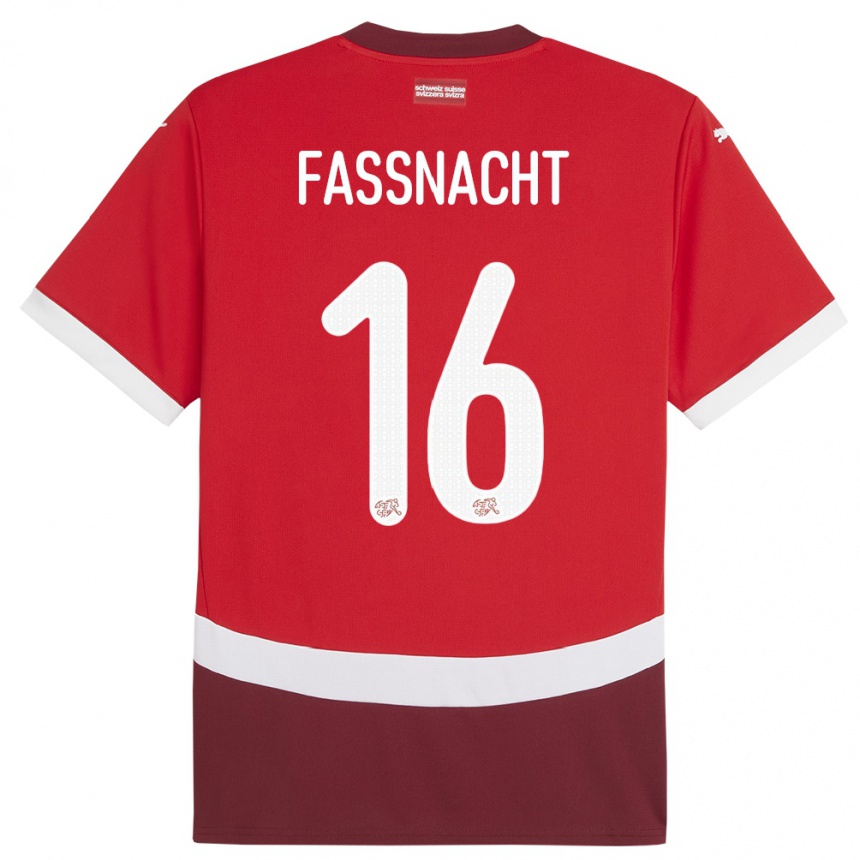 Vyrai Šveicarija Christian Fassnacht #16 Raudona Namų Marškinėliai 24-26 T-Shirt