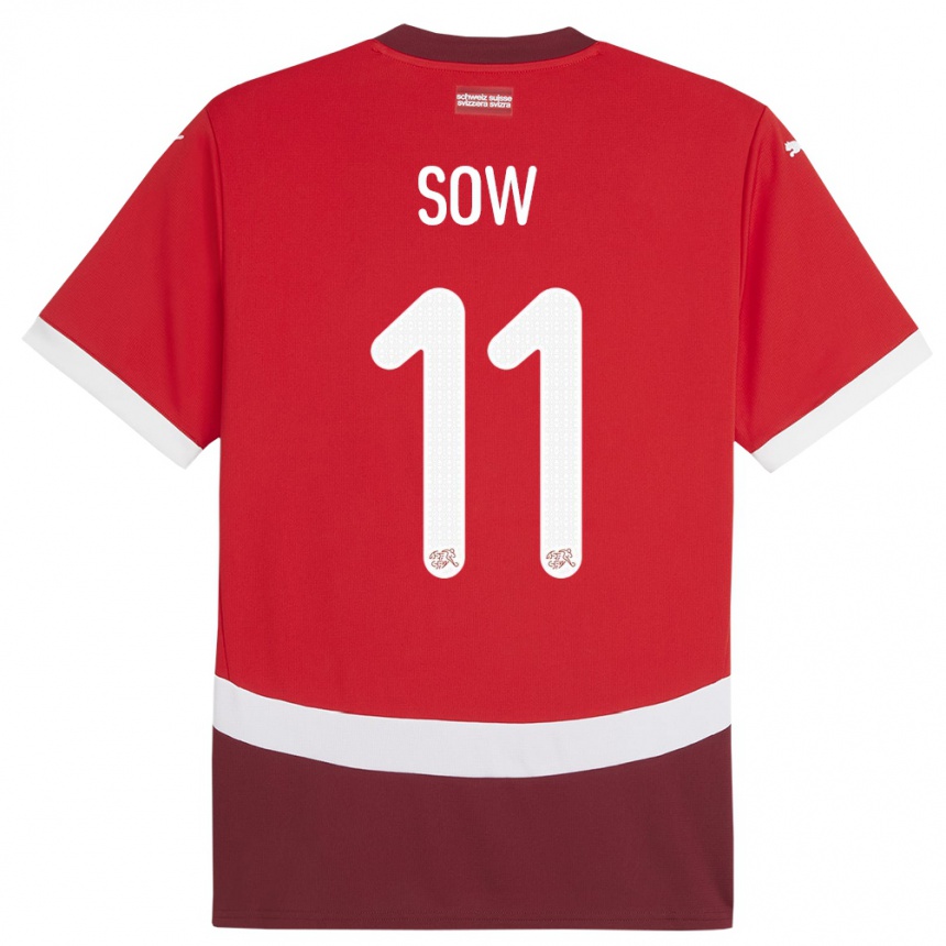 Vyrai Šveicarija Coumba Sow #11 Raudona Namų Marškinėliai 24-26 T-Shirt