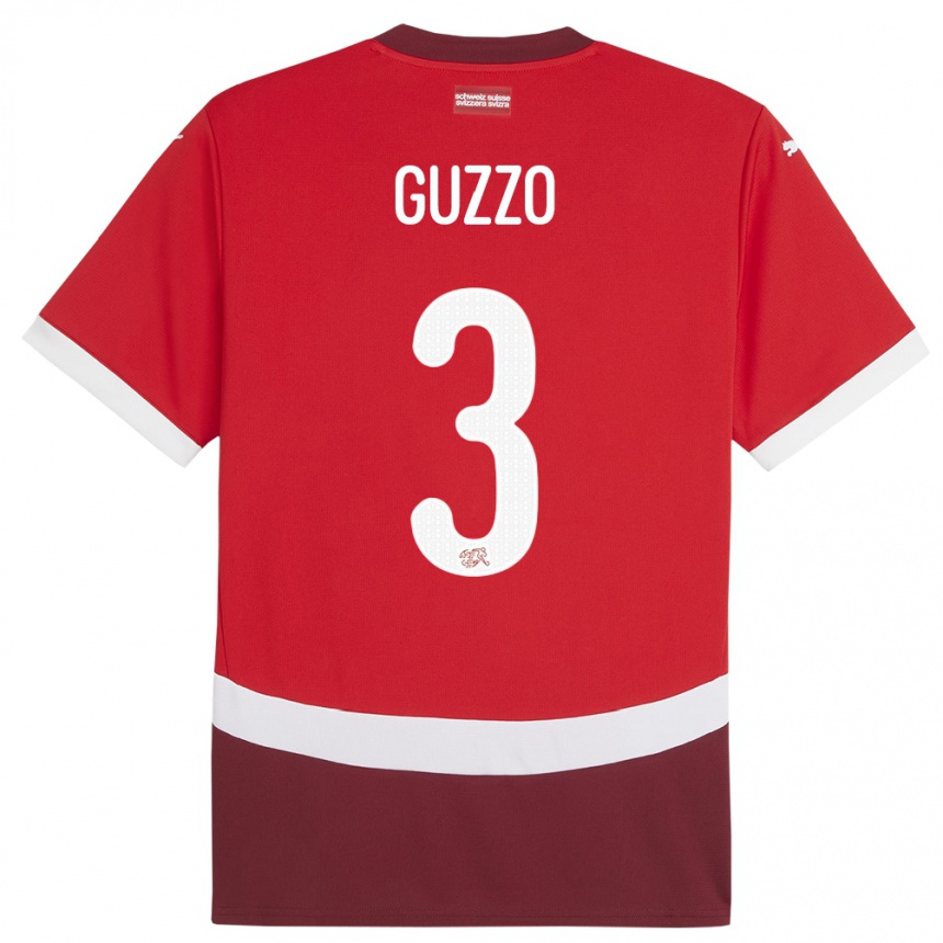 Vyrai Šveicarija Ramon Guzzo #3 Raudona Namų Marškinėliai 24-26 T-Shirt