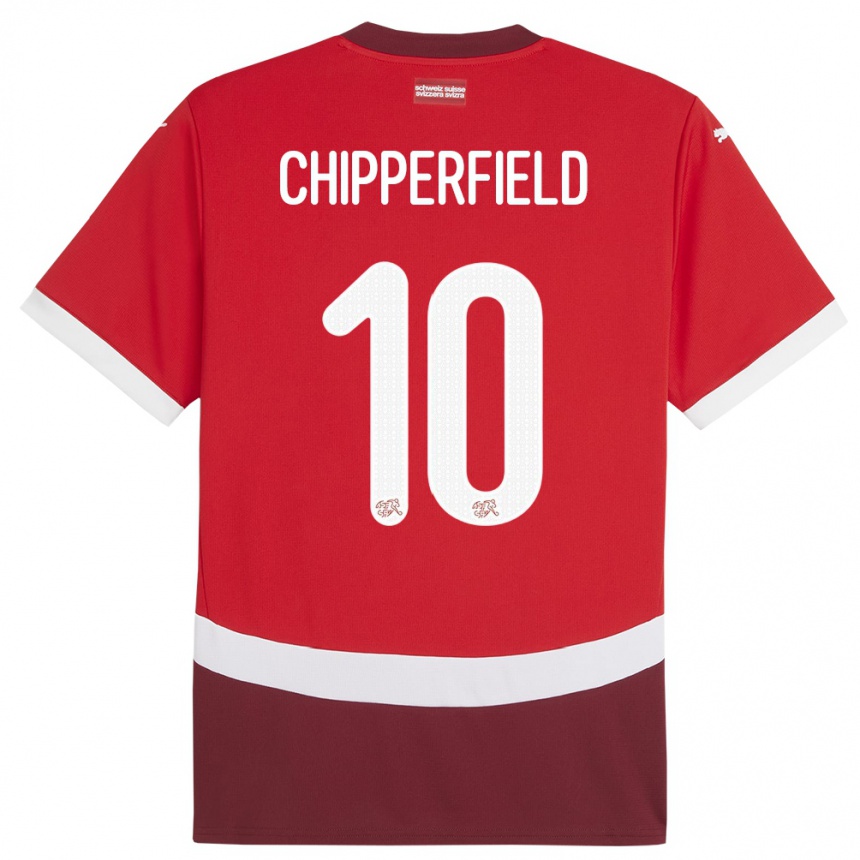 Vyrai Šveicarija Liam Chipperfield #10 Raudona Namų Marškinėliai 24-26 T-Shirt