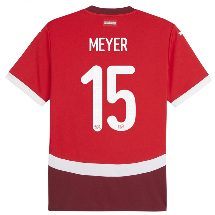 Vyrai Šveicarija Leny Meyer #15 Raudona Namų Marškinėliai 24-26 T-Shirt