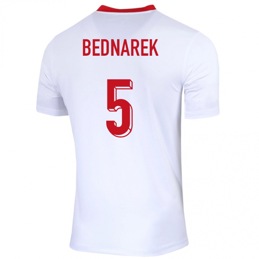 Vyrai Lenkija Jan Bednarek #5 Baltas Namų Marškinėliai 24-26 T-Shirt