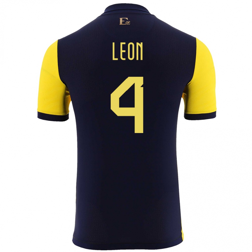 Vyrai Ekvadoras Fernando Leon #4 Geltona Namų Marškinėliai 24-26 T-Shirt