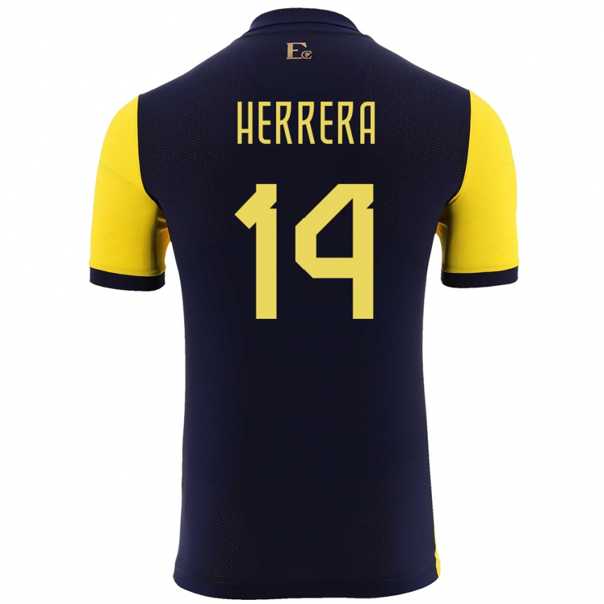 Vyrai Ekvadoras Orlando Herrera #14 Geltona Namų Marškinėliai 24-26 T-Shirt