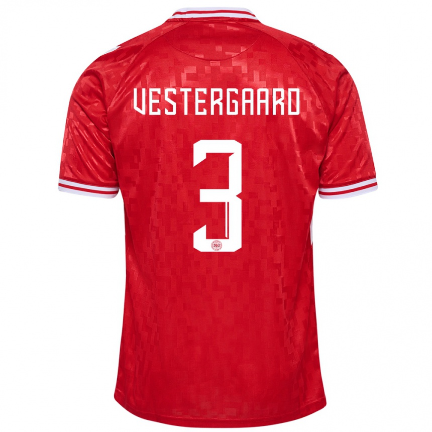 Vyrai Danija Jannik Vestergaard #3 Raudona Namų Marškinėliai 24-26 T-Shirt