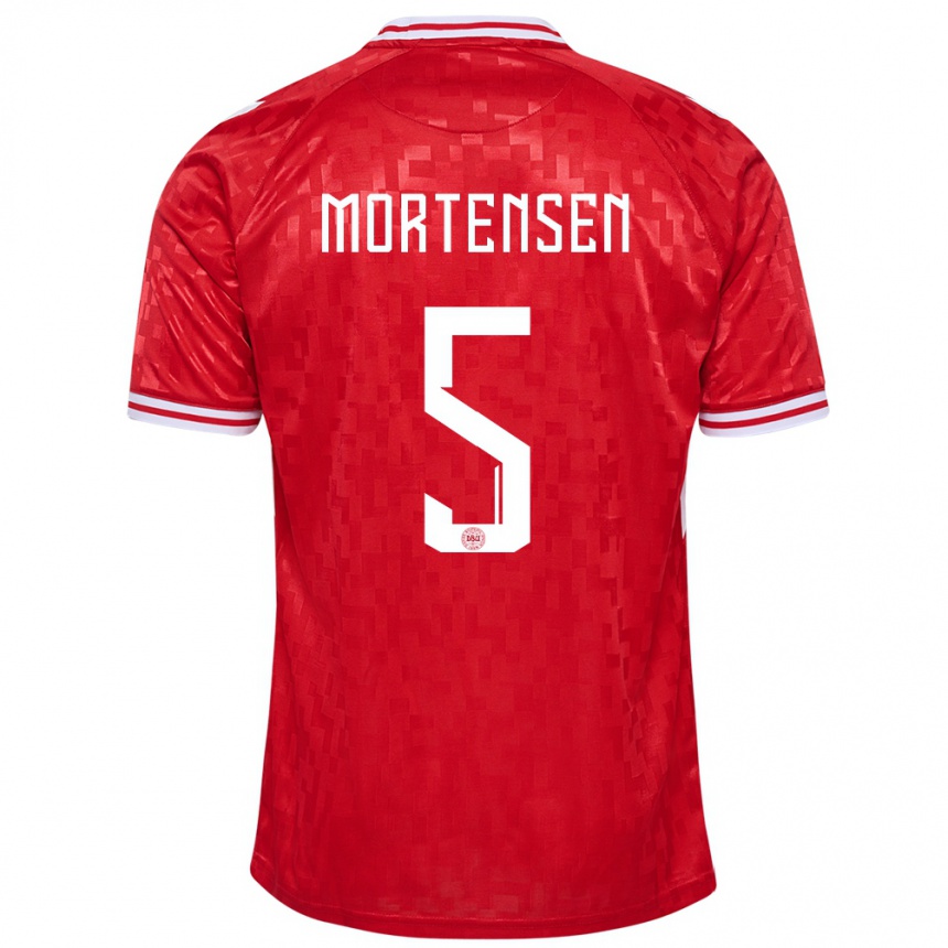 Vyrai Danija Gustav Mortensen #5 Raudona Namų Marškinėliai 24-26 T-Shirt