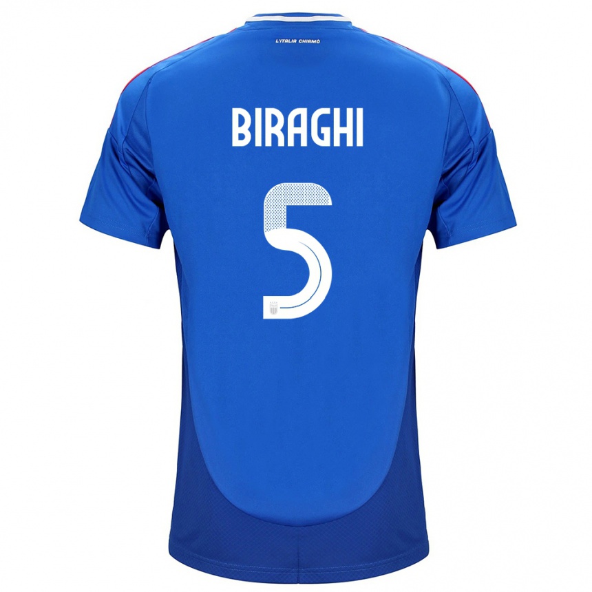 Vyrai Italija Cristiano Biraghi #5 Mėlyna Namų Marškinėliai 24-26 T-Shirt