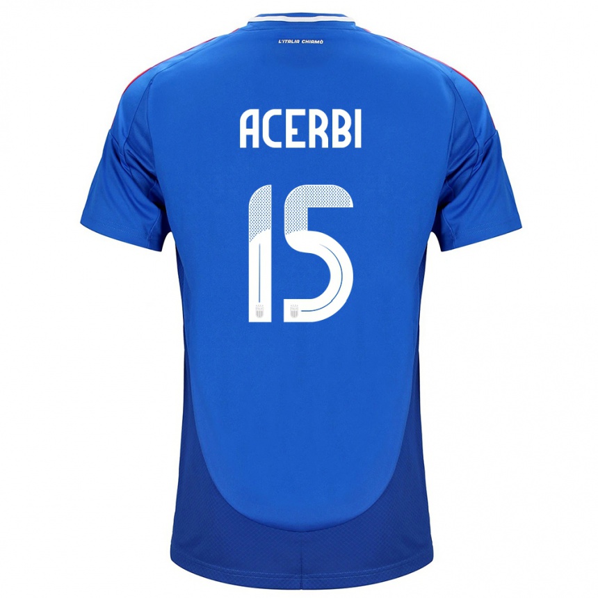 Vyrai Italija Francesco Acerbi #15 Mėlyna Namų Marškinėliai 24-26 T-Shirt