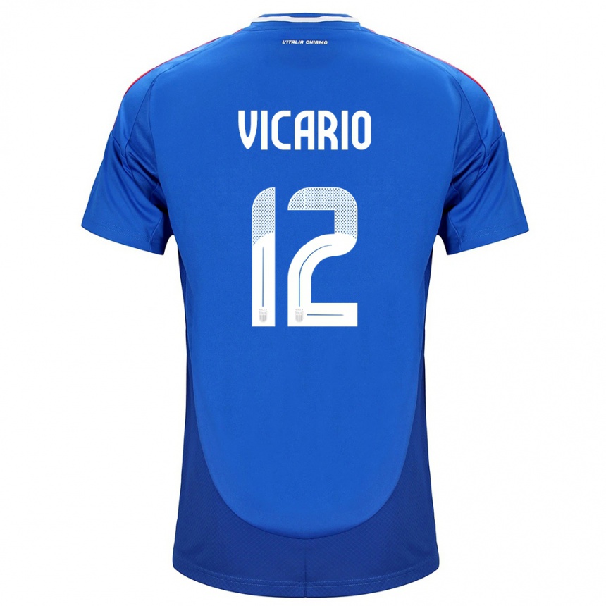 Vyrai Italija Guglielmo Vicario #12 Mėlyna Namų Marškinėliai 24-26 T-Shirt